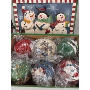 TRACTOR SUPPLY Christmas Ornaments Box of 6 Wooden Keepsake Box